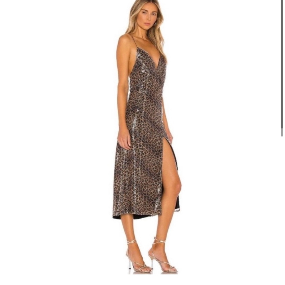 LPA Brown Leopard Backless Dress